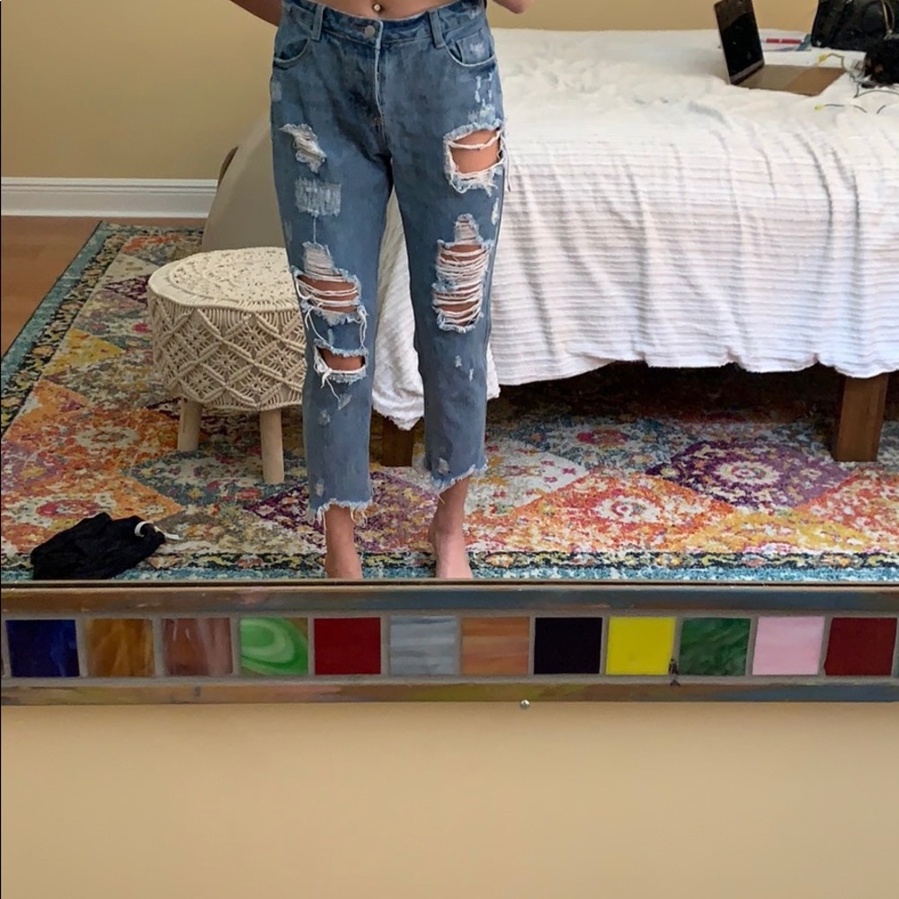 Mid-Rise Mom-Jeans, Light Denim